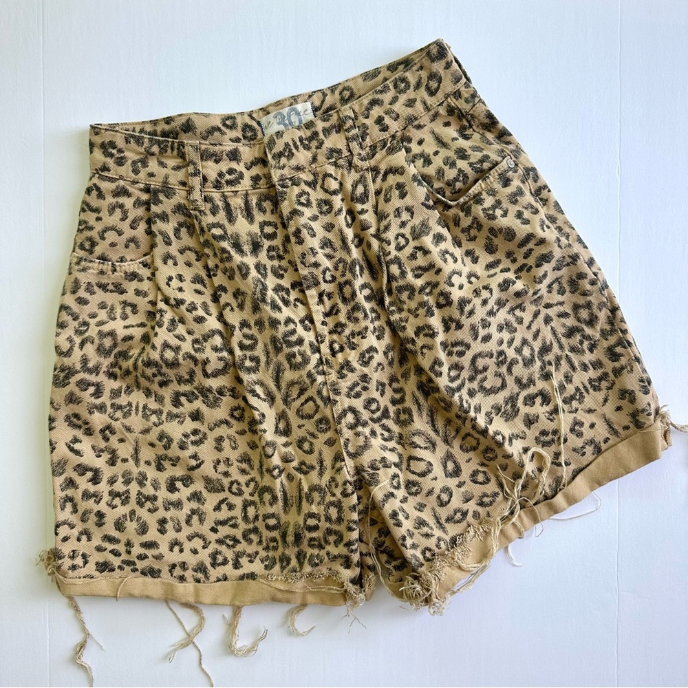 Free People Leopard Print High-Waist Cotton Shorts - Beige/Black - Picture 3 of 11